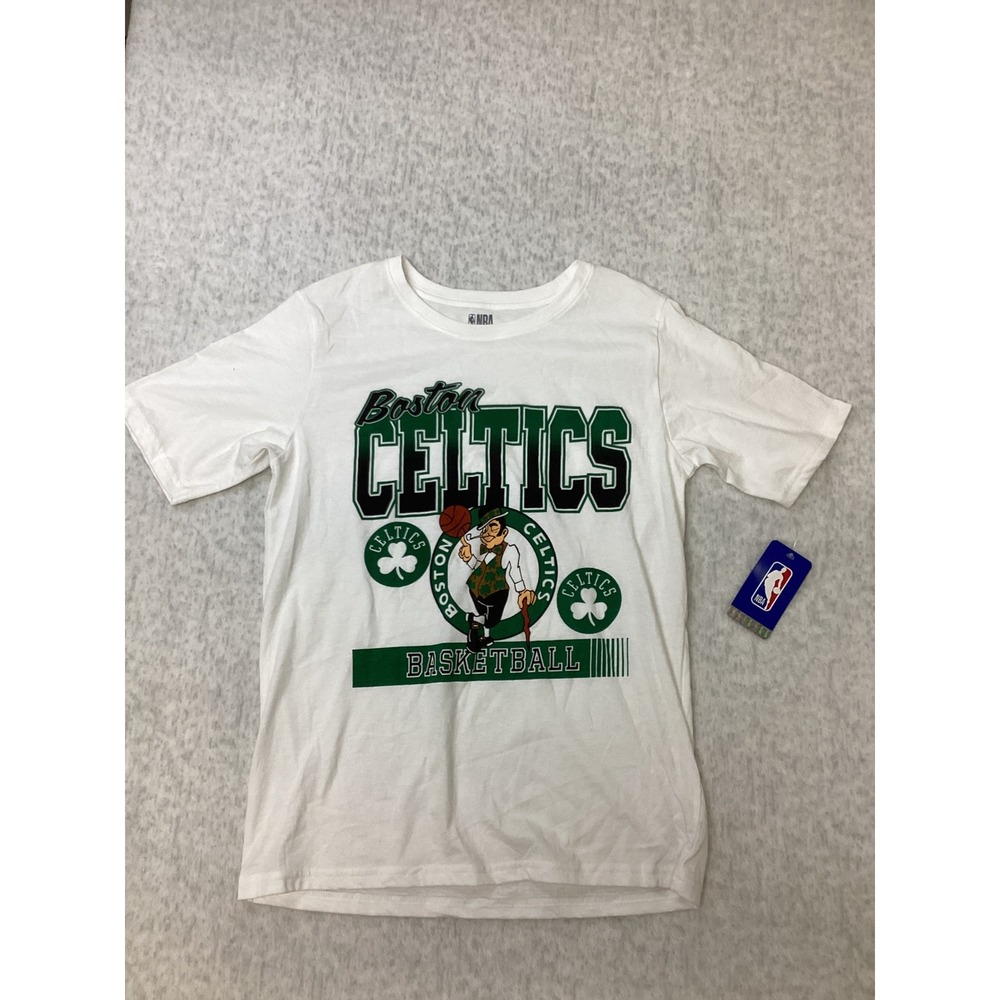 NBA Boston Celtics Boys XL 16/18 Graphic T-Shirt White Lucky‎ Leprechaun NEW